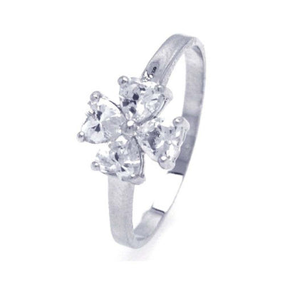 Sterling Silver Nickel Free Rhodium Plated Cross Clover Shaped Ring With CZ Stones