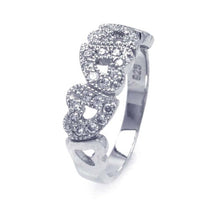 Load image into Gallery viewer, Sterling Silver Rhodium Plated Multiple Hearts Shaped Rings With CZ Stones