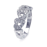 Sterling Silver Rhodium Plated Multiple Hearts Shaped Rings With CZ Stones