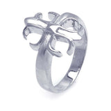 Sterling Silver Rhodium Plated Crest Shaped Ring