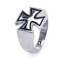 Load image into Gallery viewer, Sterling Silver Nickel Free Rhodium Plated Cross Shaped Ladies Ring