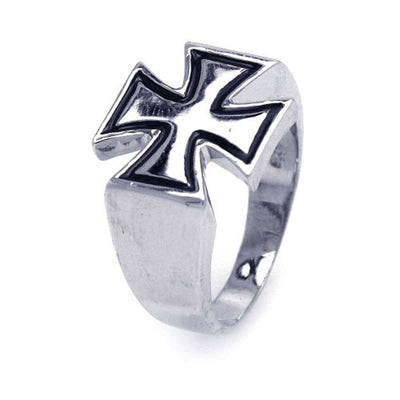 Sterling Silver Nickel Free Rhodium Plated Cross Shaped Ladies Ring