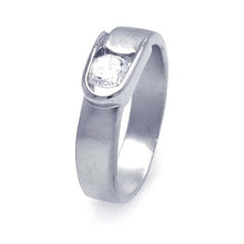 Load image into Gallery viewer, Sterling Silver Rhodium Plated Belt Buckle Shaped Ring With CZ Stones