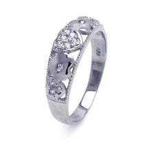 Load image into Gallery viewer, Sterling Silver Rhodium Plated Pave Heart Shaped Ring With CZ Stones