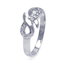 Load image into Gallery viewer, Sterling Silver Rhodium Plated Infinity Ribbon Shaped Ring With CZ Stones