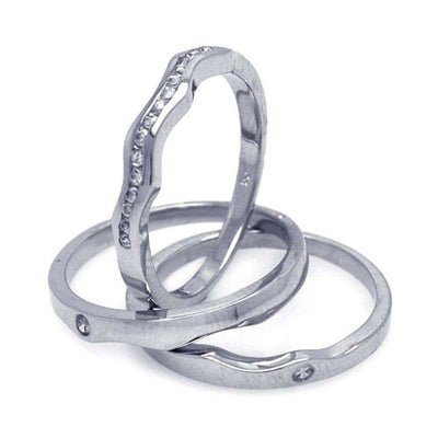 Sterling Silver Rhodium Plated Clear CZ Stackable Ring Set