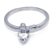 Load image into Gallery viewer, Sterling Silver Rhodium Plated Dangling Heart Shaped Rings With CZ Stones