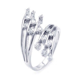 Sterling Silver Rhodium Plated CZ Double Row Ring