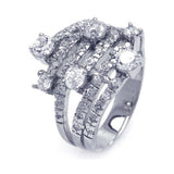 Sterling Silver Rhodium Plated Multiple Sized Clear CZ Wrap Ring