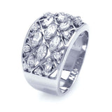 Sterling Silver Rhodium Plated Multi CZ Mesh Ring