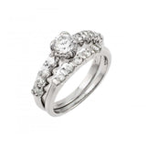Sterling Silver Rhodium Plated Clear CZ Bridal Ring Set