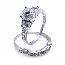 Load image into Gallery viewer, Sterling Silver Rhodium Plated Clear Pave CZ Engagement Ring Set