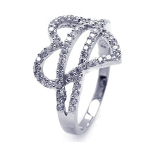 Load image into Gallery viewer, Sterling Silver Rhodium Plated Pave Set Open Heart Shaped Ring With CZ Stones