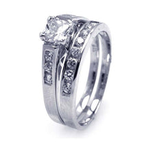 Load image into Gallery viewer, Sterling Silver Rhodium Plated CZ Bridal Engagaement Ring Set