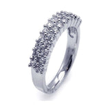 Sterling Silver Rhodium Plated Pave Set Clear CZ Ring