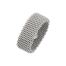 Load image into Gallery viewer, Sterling Silver Rhodium Plated Chainmail Ring