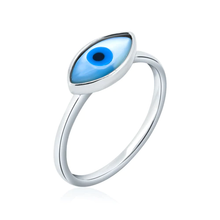 Load image into Gallery viewer, Sterling Silver Rhodium Plated Eye Mother Of Pearl Ring