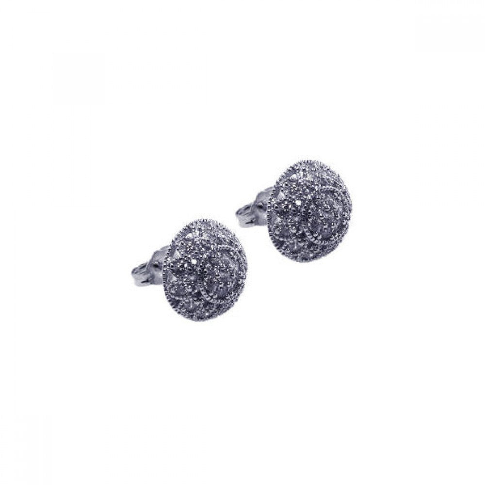 Sterling Silver Rhodium Plated Micro Pave Clear CZ Stud Earring