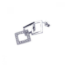 Load image into Gallery viewer, Sterling Silver  Rhodium Plated Micro Pave Multiple Square Dangling Earring With CZ Stones