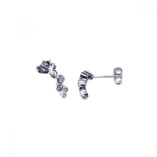 Load image into Gallery viewer, Sterling Silver Fancy Round Cut Clear Czs Bubble Design Drop Dangle Stud Earring