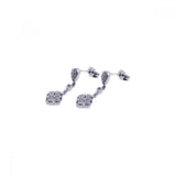 Sterling Silver Antique Style Micro Paved Marqui Flower Design Dangle Stud Earring