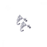 Sterling Silver Rhodium Plated Micro Pave Clear J Hook Stud Earrings With CZ Stones