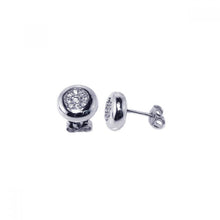 Load image into Gallery viewer, Sterling Silver Classic Round Bezel Embedded with Micro Paved Clear Czs Stud Earring