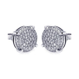 Sterling Silver Rhodium Plated Micro Pave Clear Circle CZ Stud Earrings