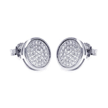 Load image into Gallery viewer, Sterling Silver Rhodium Plated Micro Pave Circle Shaped Stud Earring With CZ Stones