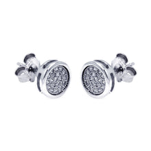 Load image into Gallery viewer, Sterling Silver Rhodium Plated Micro Pave Clear Round Shaped Stud Earring With CZ Stones