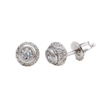 Load image into Gallery viewer, Sterling Silver Rhodium Plated Micro Pave Clear Round CZ Stud Earring