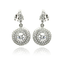 Load image into Gallery viewer, Sterling Silver Rhodium Plated Micro Pave Round Shaped Stud Earring With CZ Stones