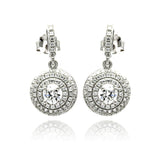 Sterling Silver Rhodium Plated Micro Pave Round Shaped Stud Earring With CZ Stones