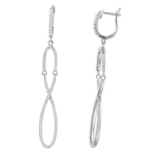 Load image into Gallery viewer, Sterling Silver Rhodium Plated Fancy Micro Pave Infinity Symbol U-Hoop Earring