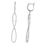 Sterling Silver Rhodium Plated Fancy Micro Pave Infinity Symbol U-Hoop Earring