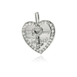 Sterling Silver Necklace with Heart Key and Heart tag  key to my heart  Engraved Inlaid with Clear Czs PendantAnd Pendant Length of 3.2cm