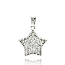 Load image into Gallery viewer, Sterling Silver Rhodium Plated Star CZ Inlay Dangling Pendant