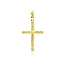 Load image into Gallery viewer, Sterling Silver Gold Plated Cross Micro Pave CZ Dangling Pendant