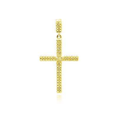 Sterling Silver Gold Plated Cross Micro Pave CZ Dangling Pendant