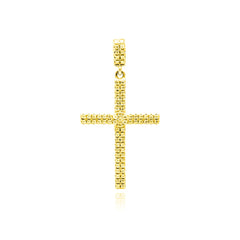 Sterling Silver Gold Plated Cross Micro Pave CZ Dangling Pendant