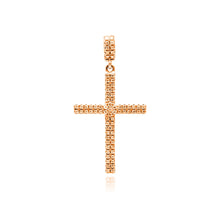 Load image into Gallery viewer, Sterling Silver Rose Gold Plated Cross Micro Pave CZ Dangling Pendant