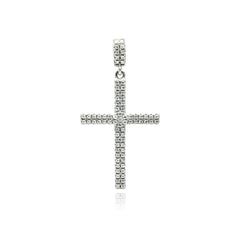Sterling Silver Rhodium Plated Cross Micro Pave CZ Dangling Pendant