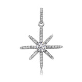 Sterling Silver Rhodium Plated CZ Shining Star Pendant