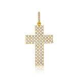Sterling Silver Rose Gold Plated Open Checkered Cross CZ Pendant
