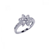 Sterling Silver Trendy Micro Paved Flower Design Ring