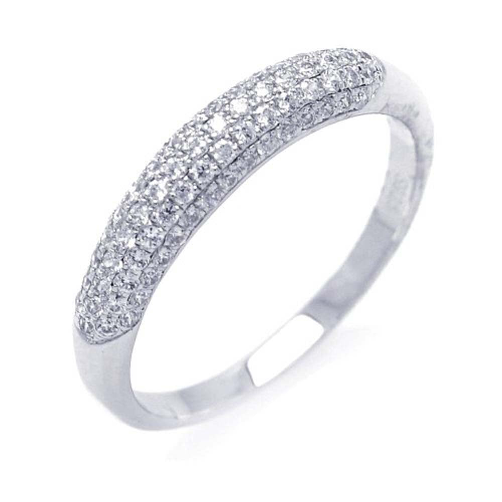 Sterling Silver Rhodium Plated Micro Pave CZ Ring