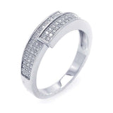 Sterling Silver Rhodium Plated Micro Pave CZ Overlap Ring