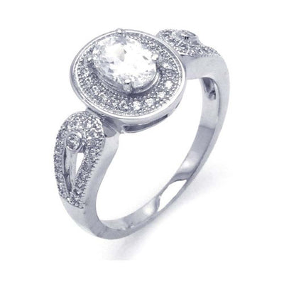 Sterling Silver Rhodium Plated Micro Pave CZ Ornate Ring