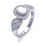 Sterling Silver Rhodium Plated Micro Pave CZ Winged Ring