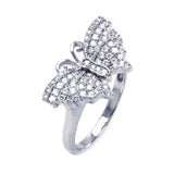 Sterling Silver Rhodium Plated Micro Pave CZ Butterfly Ring